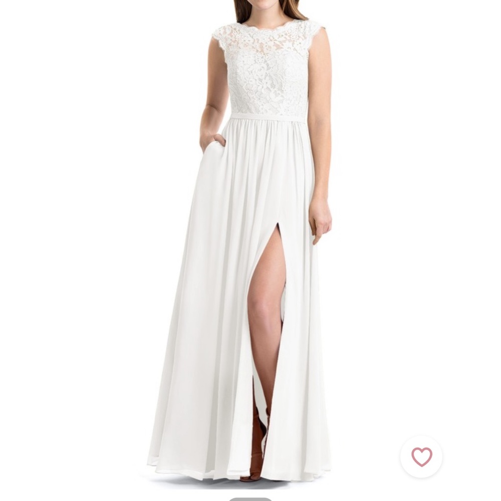 Azazie Arden “ready to ship” ivory bridesmaids dress.